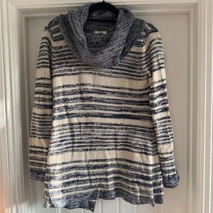 Mystree | Striped Cowl Neck Sweater - Blue and Cream | Size: S | EUC